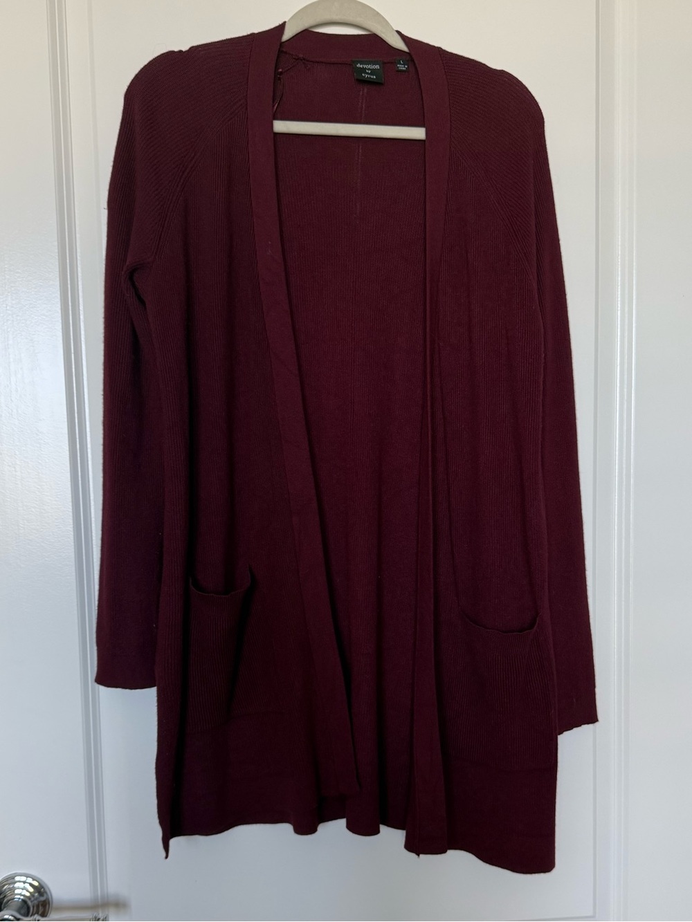 Cyrus Open-Front Burgundy Women’s Cardigan